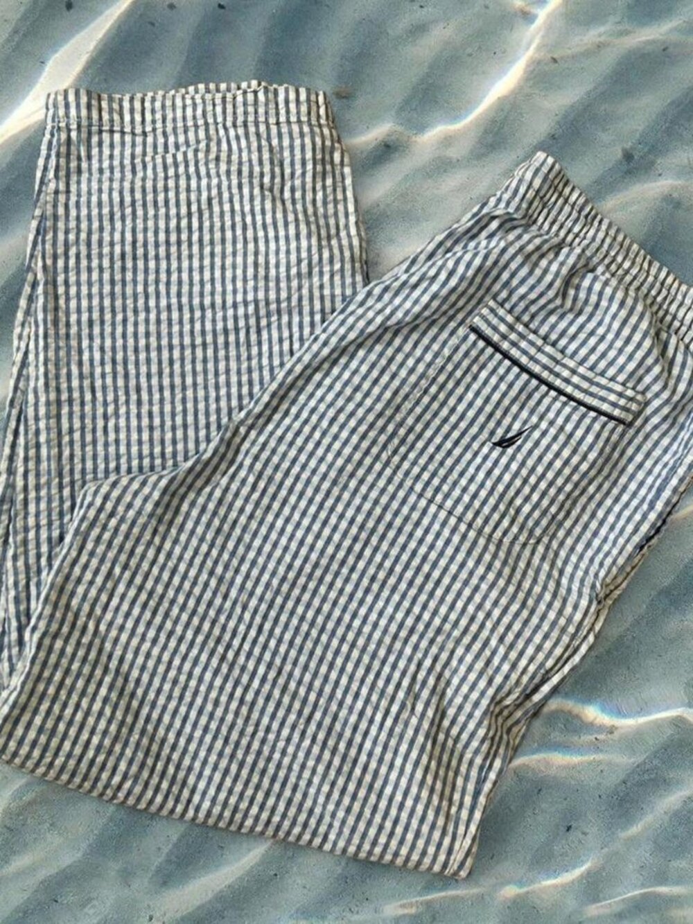 Nautica blue & white plaid pajama pants ⭐️ elastic tie waist super comfy